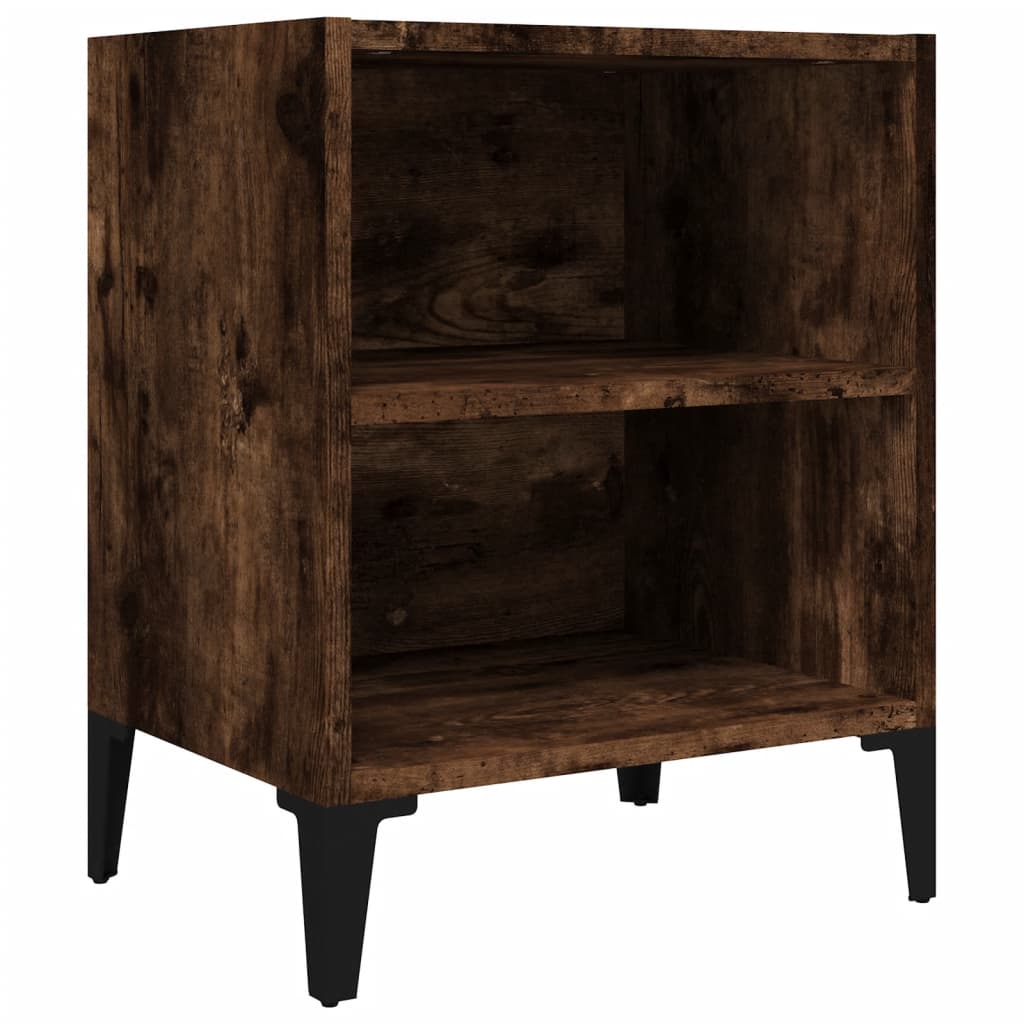 Smoked Oak Bed Cabinet w/ Metal Legs, 40x30x50 cm, Elegant Storage