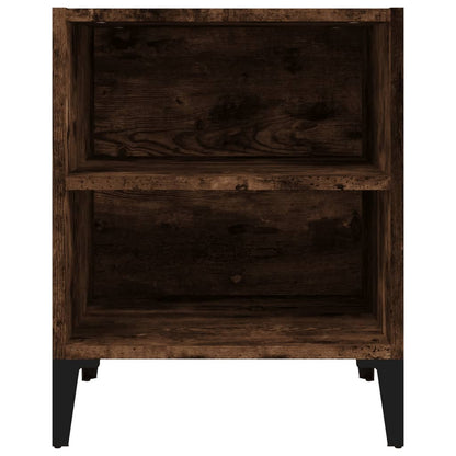 Smoked Oak Bed Cabinet w/ Metal Legs, 40x30x50 cm, Elegant Storage