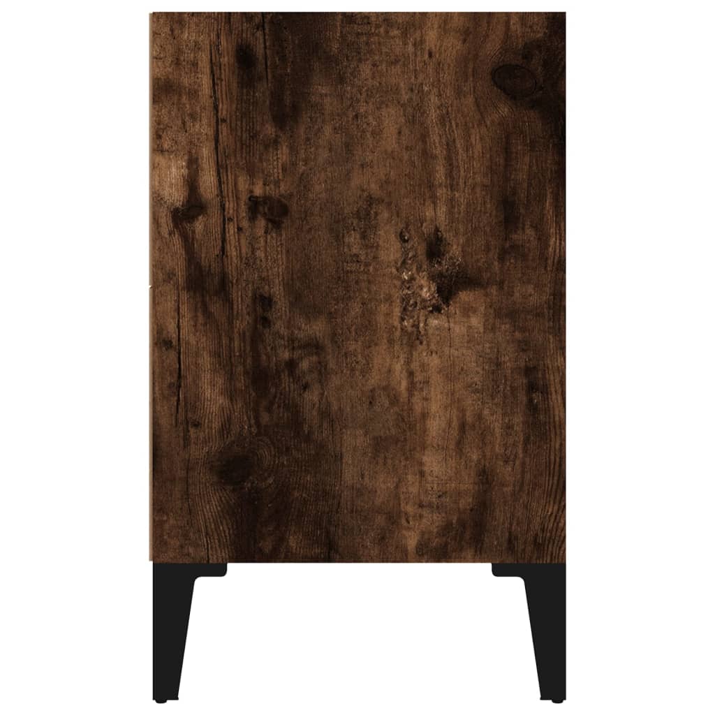 Smoked Oak Bed Cabinet w/ Metal Legs, 40x30x50 cm, Elegant Storage