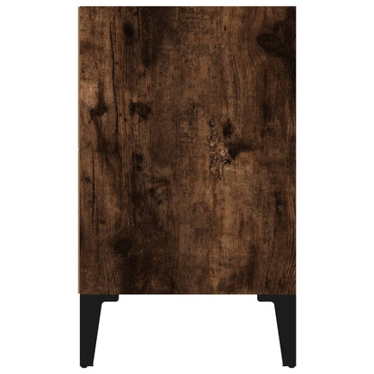 Smoked Oak Bed Cabinet w/ Metal Legs, 40x30x50 cm, Elegant Storage