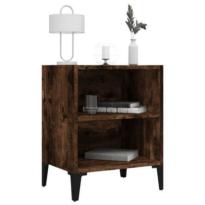 Smoked Oak Bed Cabinet w/ Metal Legs, 40x30x50 cm, Elegant Storage