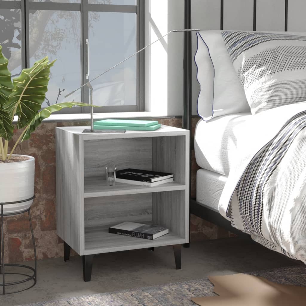 Grey Sonoma Bed Cabinet with Metal Legs - 40x30x50 cm