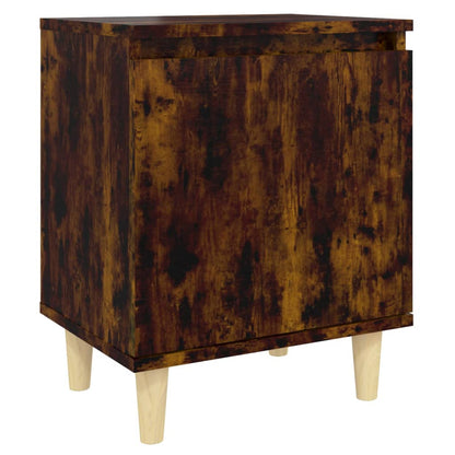 Bedside Cabinet with Solid Wood Legs, Smoked Oak, 40x30x50 cm