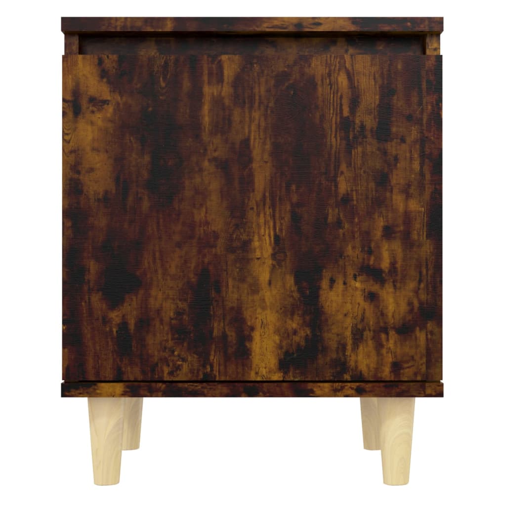 Bedside Cabinet with Solid Wood Legs, Smoked Oak, 40x30x50 cm