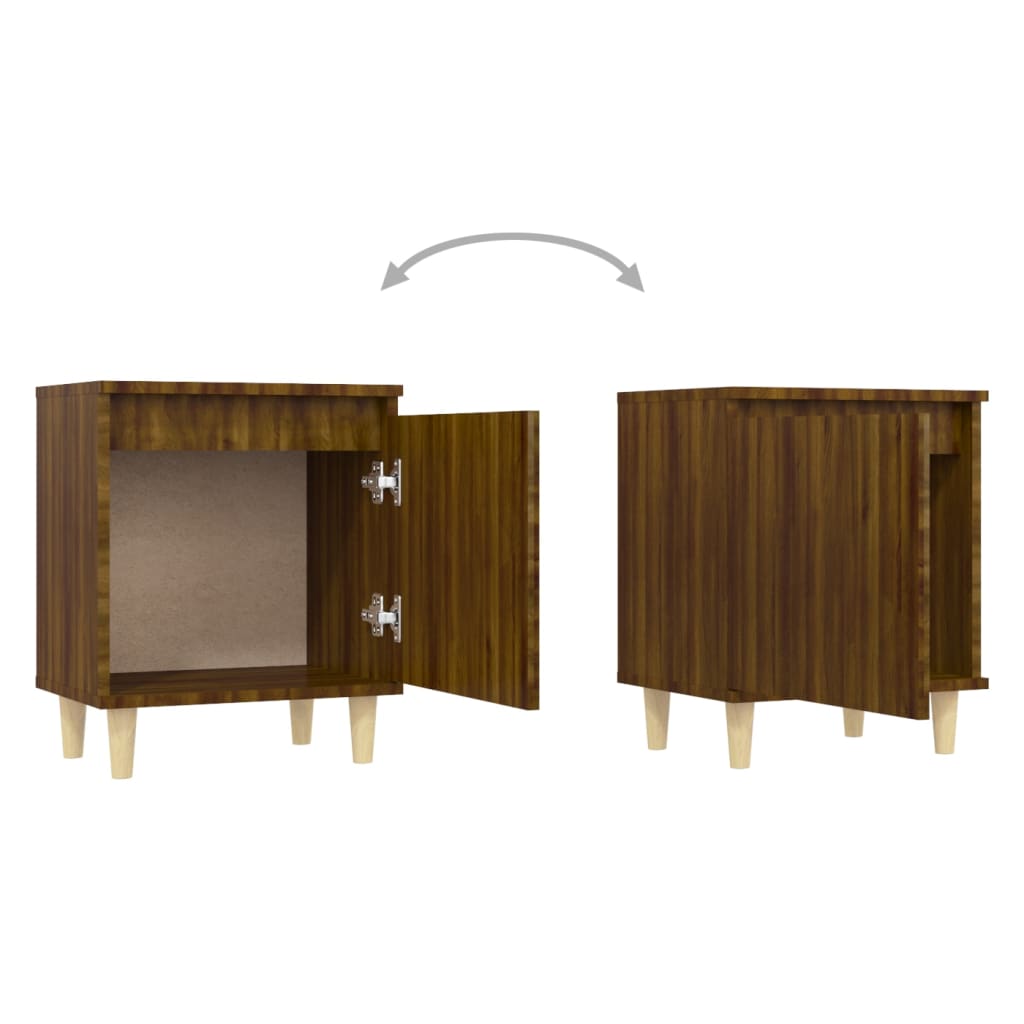 Bed Cabinet with Solid Wood Legs - Brown Oak, 40x30x50 cm