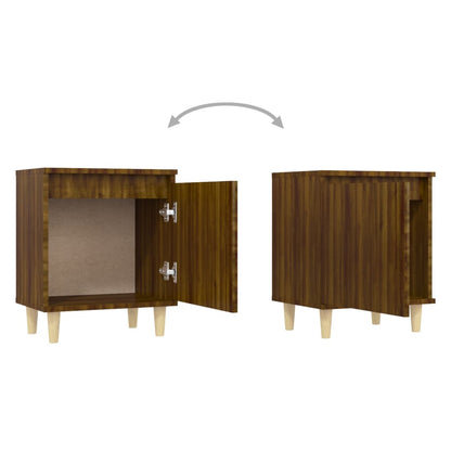 Bed Cabinet with Solid Wood Legs - Brown Oak, 40x30x50 cm