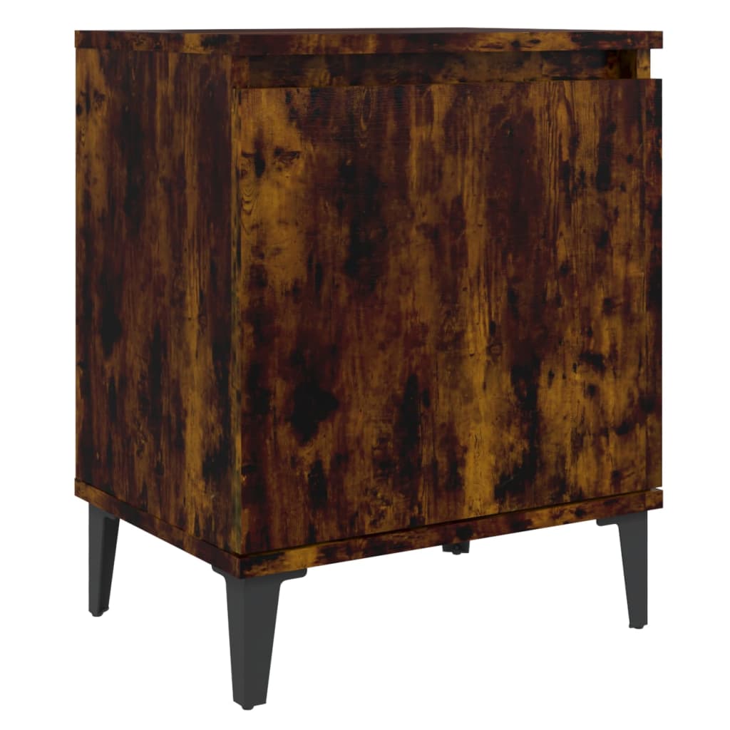 Smoked Oak Bed Cabinet with Metal Legs - 40x30x50 cm