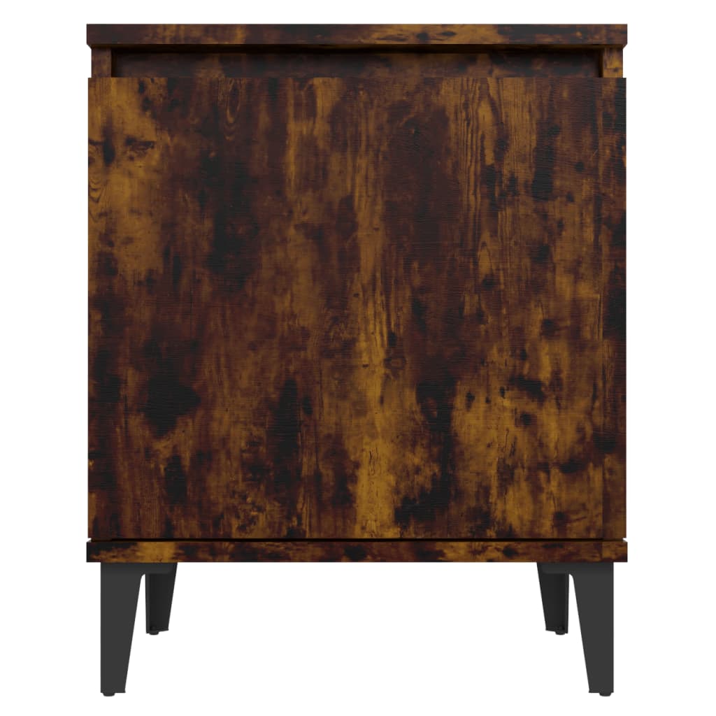 Smoked Oak Bed Cabinet with Metal Legs - 40x30x50 cm