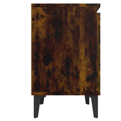 Smoked Oak Bed Cabinet with Metal Legs - 40x30x50 cm