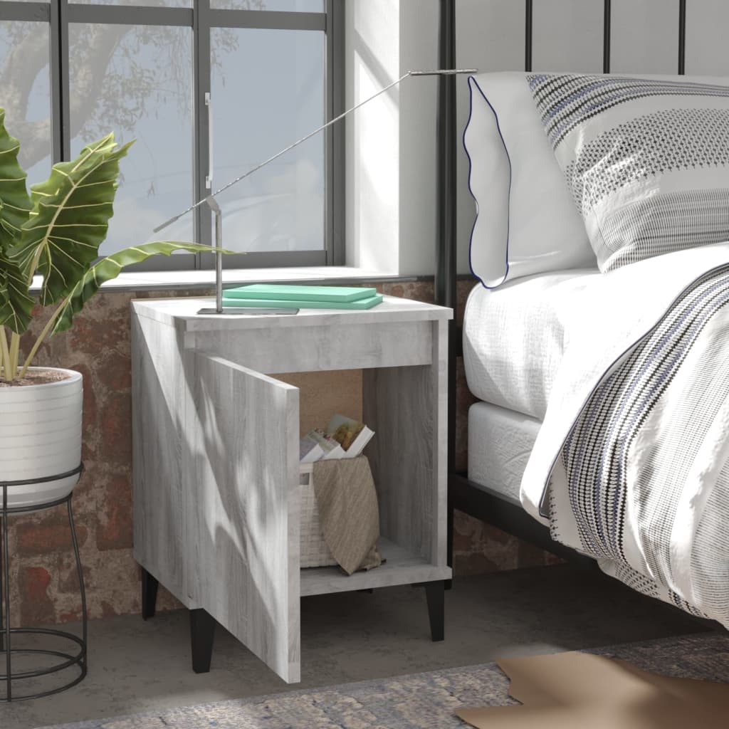 Grey Sonoma Bed Cabinet 40x30x50 cm with Metal Legs