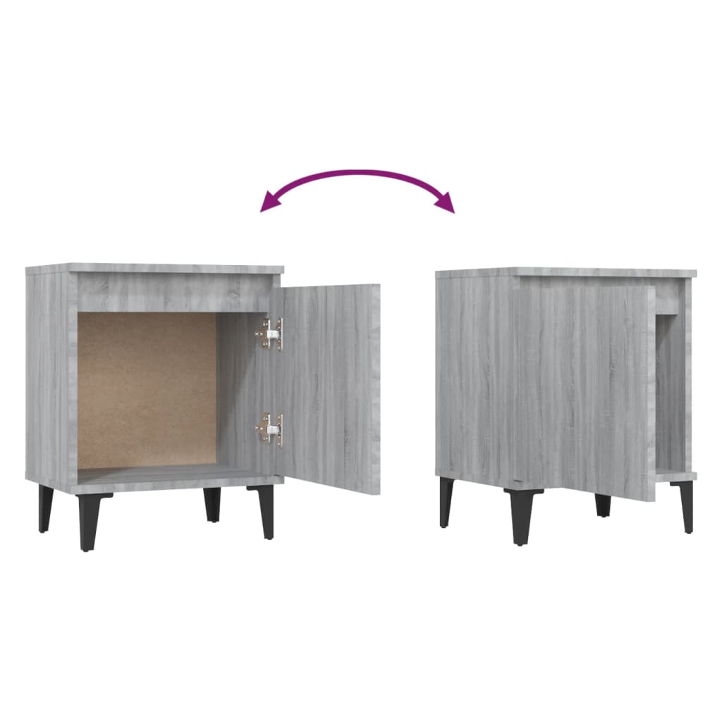 Grey Sonoma Bed Cabinet 40x30x50 cm with Metal Legs