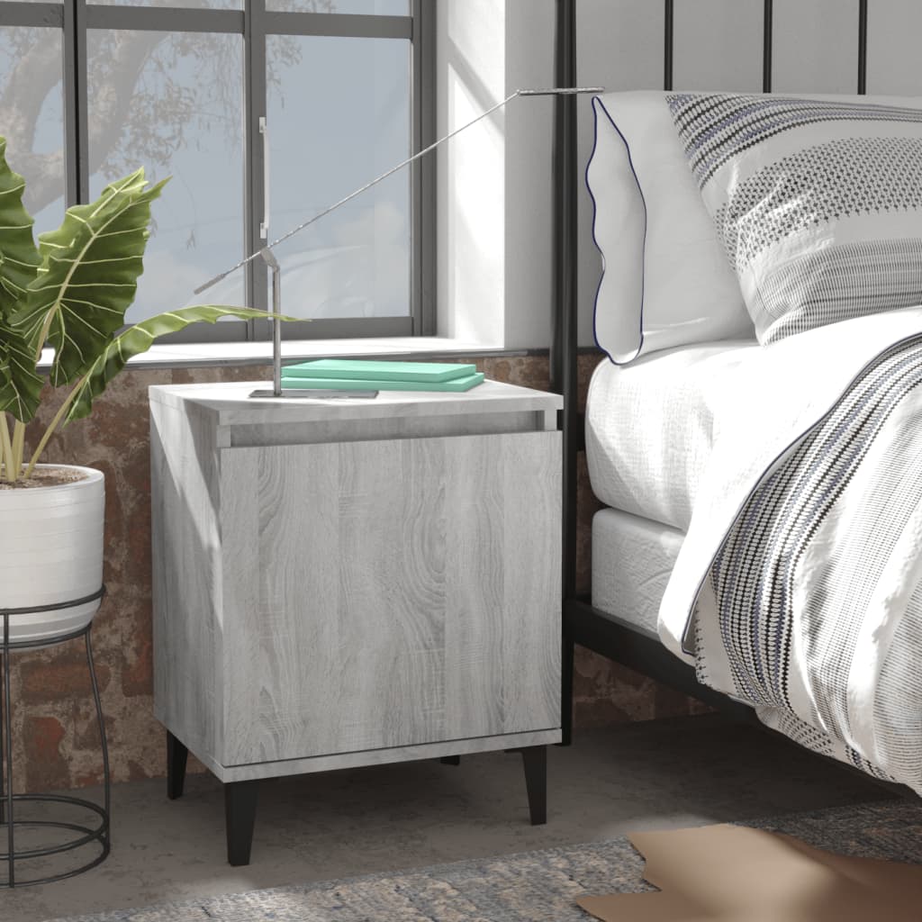 Grey Sonoma Bed Cabinet 40x30x50 cm with Metal Legs