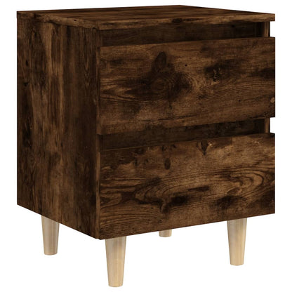 Solid Wood Bed Cabinet in Smoked Oak - 40x35x50 cm
