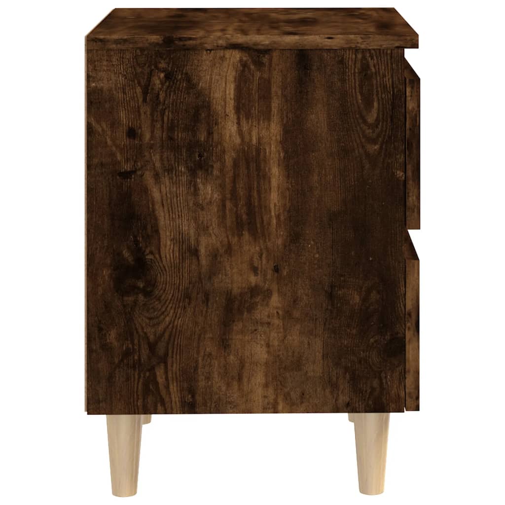 Solid Wood Bed Cabinet in Smoked Oak - 40x35x50 cm