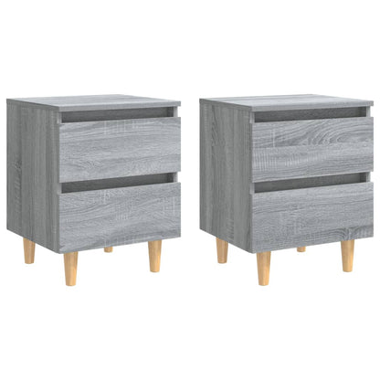 Grey Sonoma Bed Cabinets, Solid Wood Legs, 2 Pcs, 40x35x50 cm