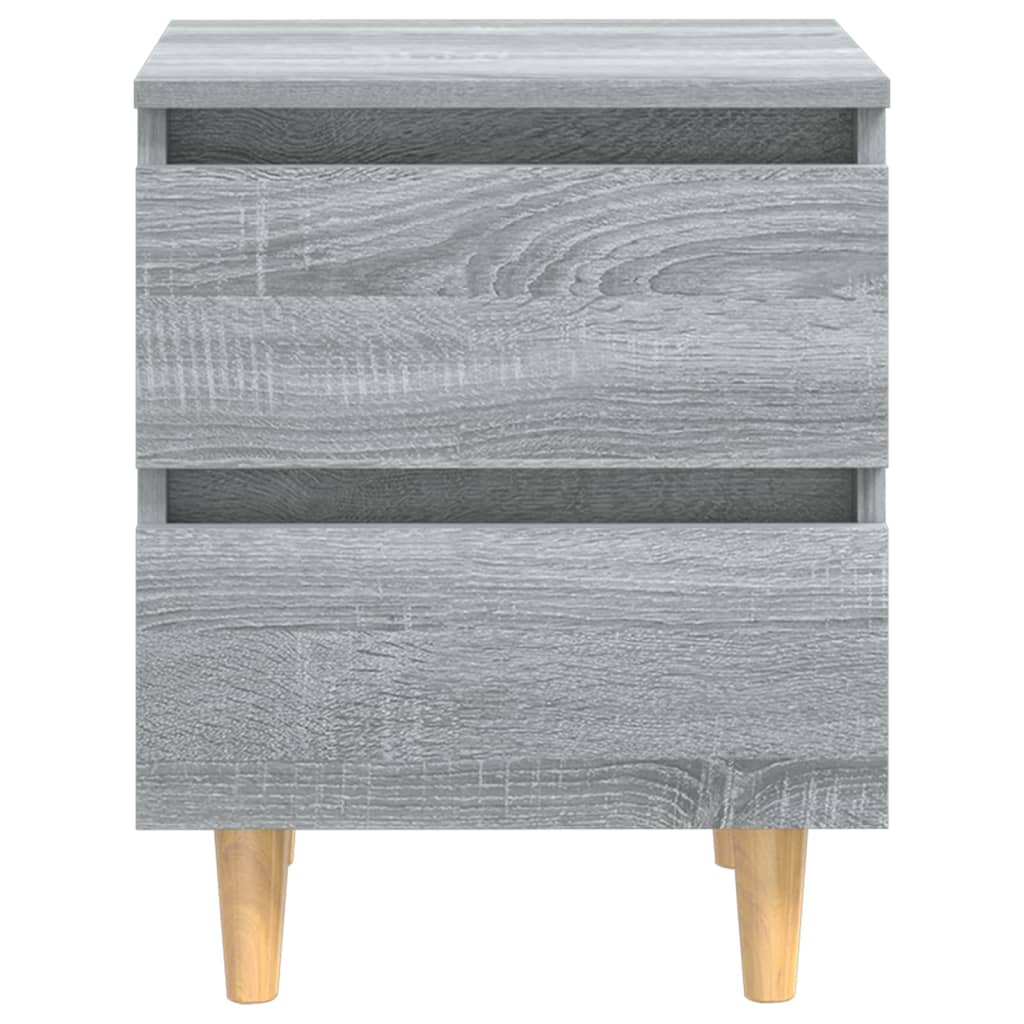 Grey Sonoma Bed Cabinets, Solid Wood Legs, 2 Pcs, 40x35x50 cm