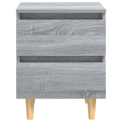 Grey Sonoma Bed Cabinets, Solid Wood Legs, 2 Pcs, 40x35x50 cm