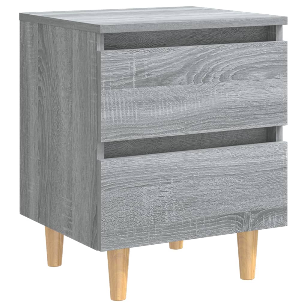 Grey Sonoma Bed Cabinets, Solid Wood Legs, 2 Pcs, 40x35x50 cm