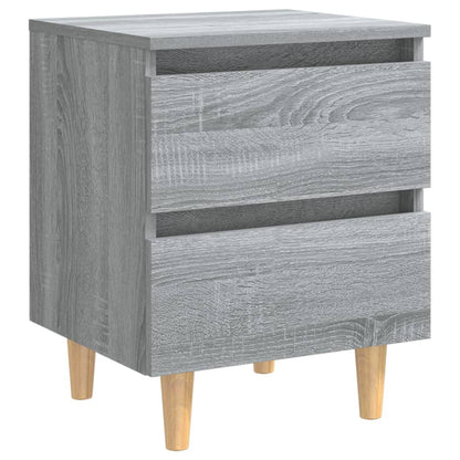 Grey Sonoma Bed Cabinets, Solid Wood Legs, 2 Pcs, 40x35x50 cm