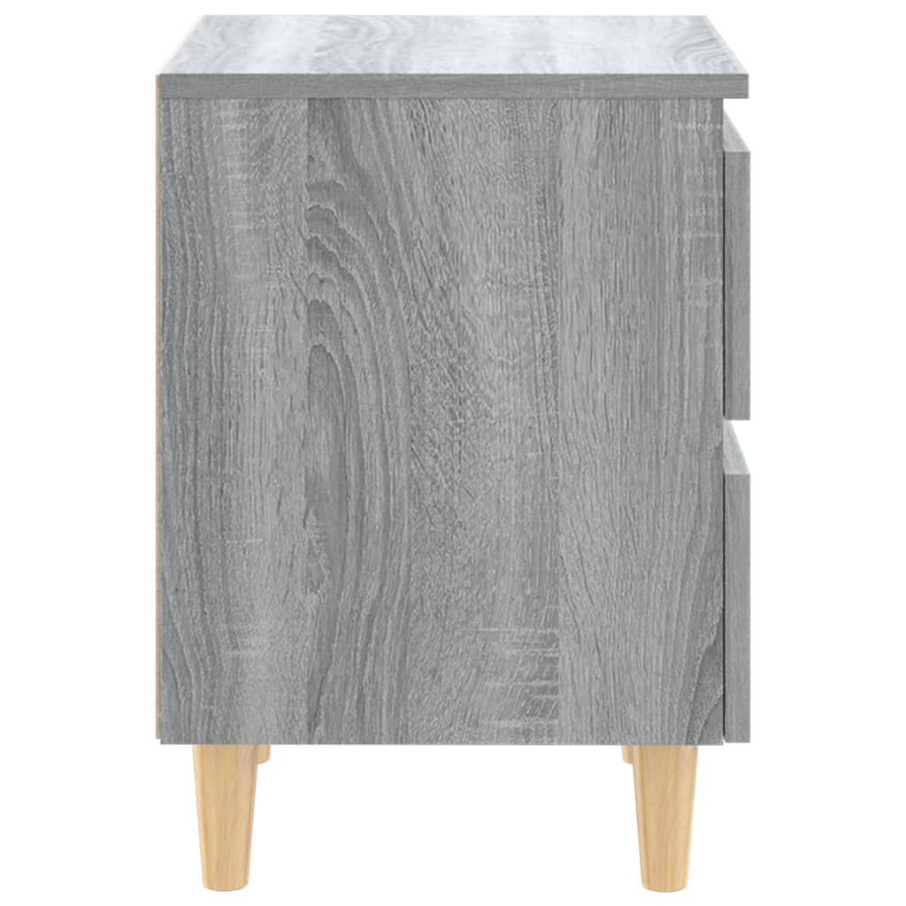 Grey Sonoma Bed Cabinets, Solid Wood Legs, 2 Pcs, 40x35x50 cm