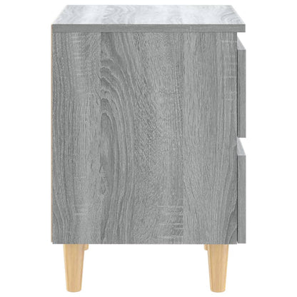 Grey Sonoma Bed Cabinets, Solid Wood Legs, 2 Pcs, 40x35x50 cm