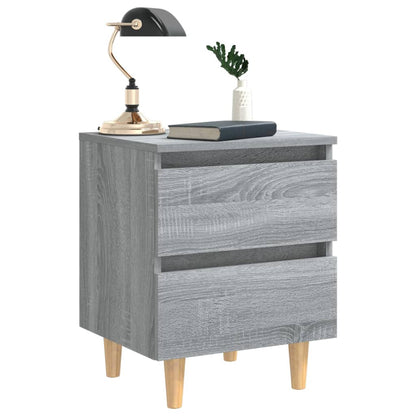 Grey Sonoma Bed Cabinets, Solid Wood Legs, 2 Pcs, 40x35x50 cm