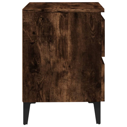 Smoked Oak Bed Cabinet with Metal Legs - 40x35x50 cm