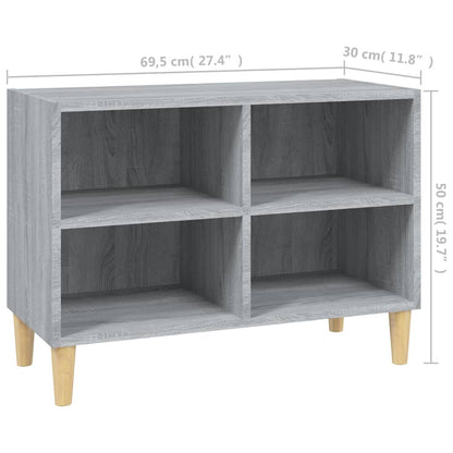 TV Cabinet with Solid Wood Legs Grey Sonoma 69.5x30x50 cm