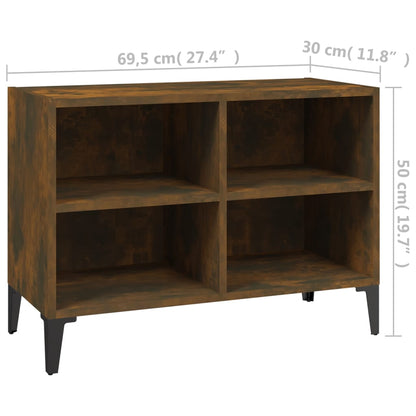 TV Cabinet with Metal Legs Smoked Oak 69.5x30x50 cm