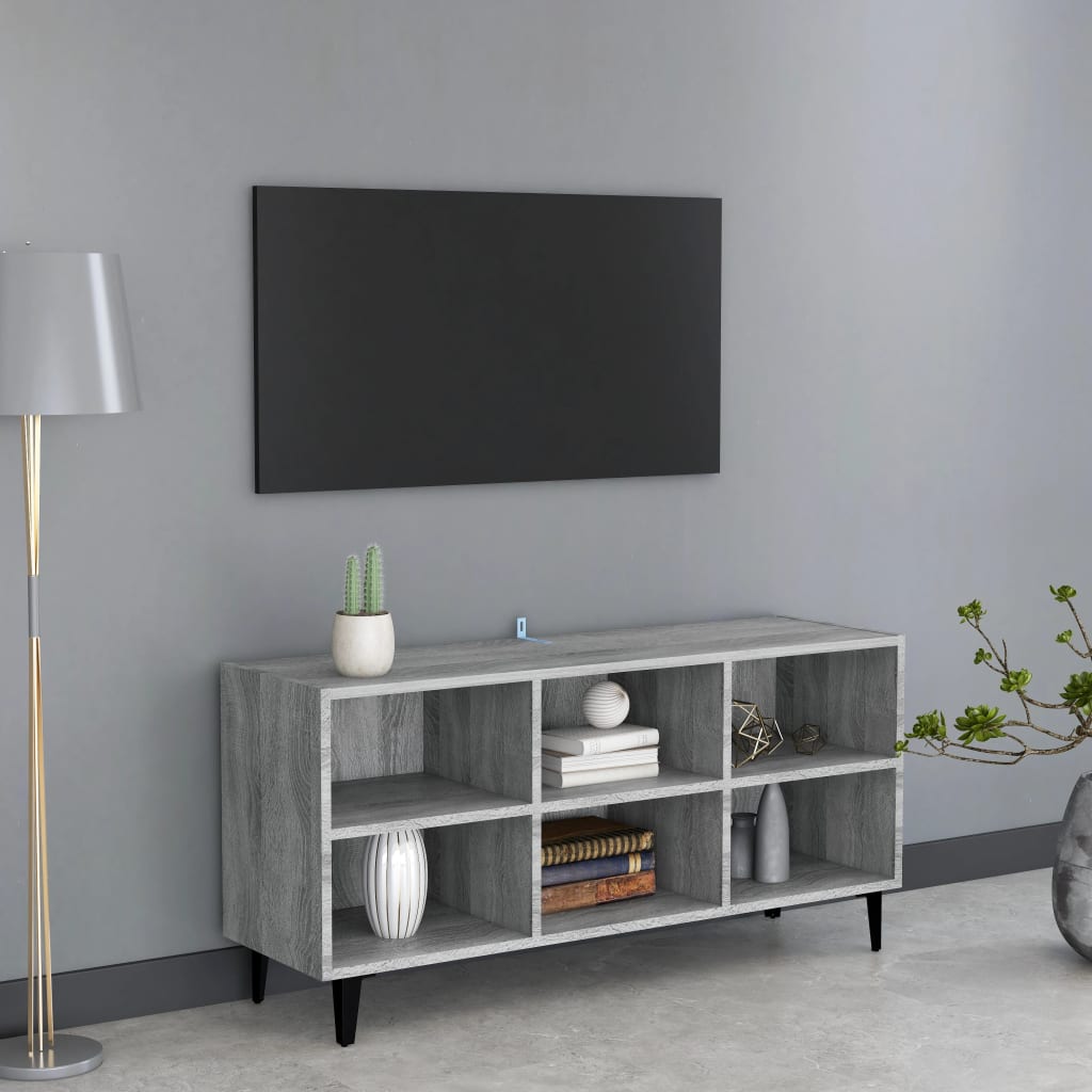 TV Cabinet with Metal Legs Grey Sonoma 103.5x30x50 cm