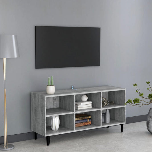 TV Cabinet with Metal Legs Grey Sonoma 103.5x30x50 cm