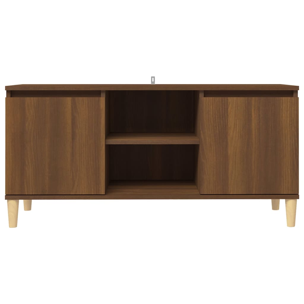 TV Cabinet with Solid Wood Legs Brown Oak 103.5x35x50 cm