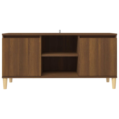 TV Cabinet with Solid Wood Legs Brown Oak 103.5x35x50 cm