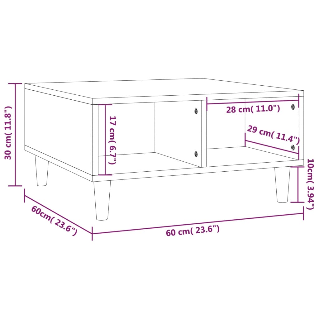 Coffee Table Brown Oak 60x60x30 cm Engineered Wood