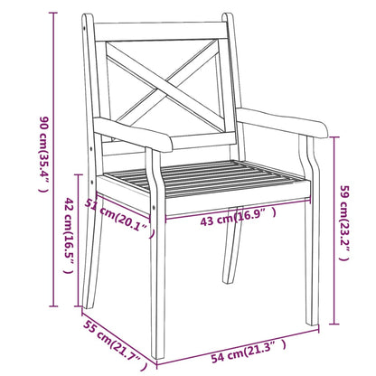 6-Piece Solid Acacia Wood Outdoor Dining Chairs Set
