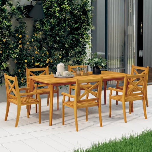 6-Piece Solid Acacia Wood Outdoor Dining Chairs Set