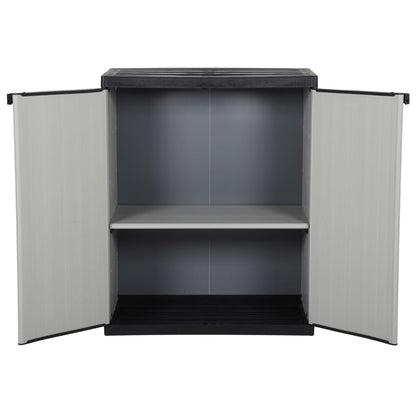 Garden Storage Cabinet with 1 Shelf Grey and Black 68x40x85 cm