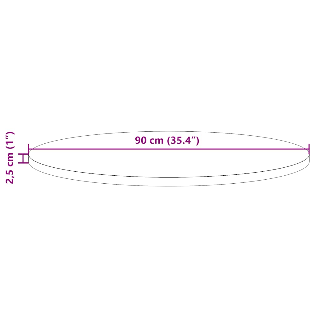 Round Solid Pine Table Top, White Ø90x2.5 cm