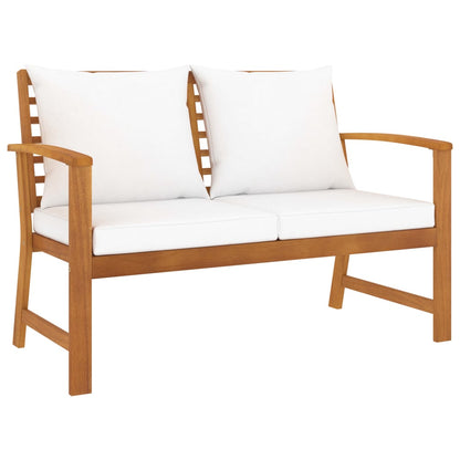 Solid Acacia Garden Bench with Cream Cushion - 120 cm
