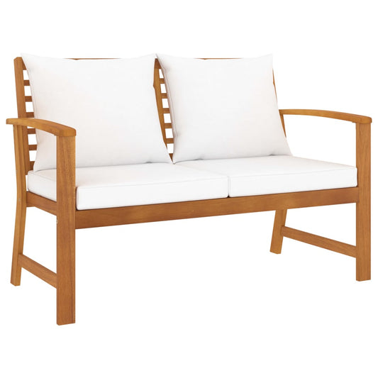 Solid Acacia Garden Bench with Cream Cushion - 120 cm