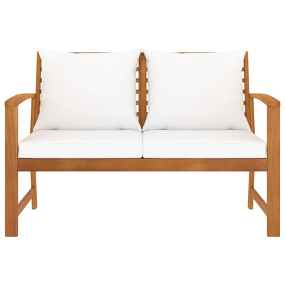 Solid Acacia Garden Bench with Cream Cushion - 120 cm