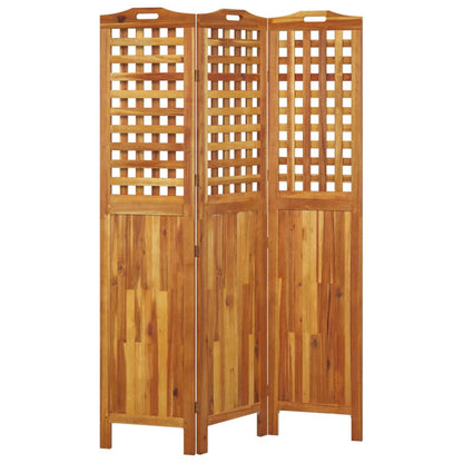 Solid Wood Acacia 3-Panel Room Divider 121.5x180 cm