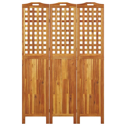 Solid Wood Acacia 3-Panel Room Divider 121.5x180 cm