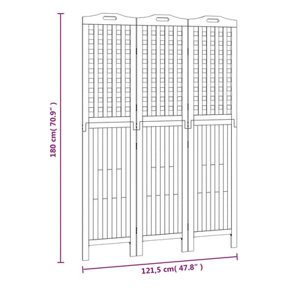 Solid Wood Acacia 3-Panel Room Divider 121.5x180 cm