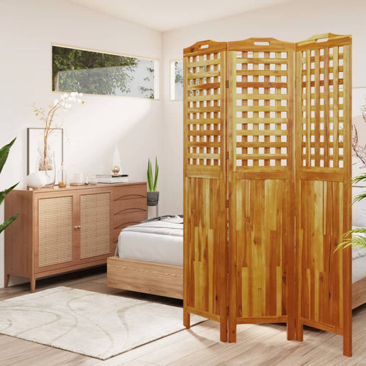 Solid Wood Acacia 3-Panel Room Divider 121.5x180 cm