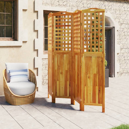 Solid Acacia Wood 4-Panel Room Divider, 162x2x180 cm