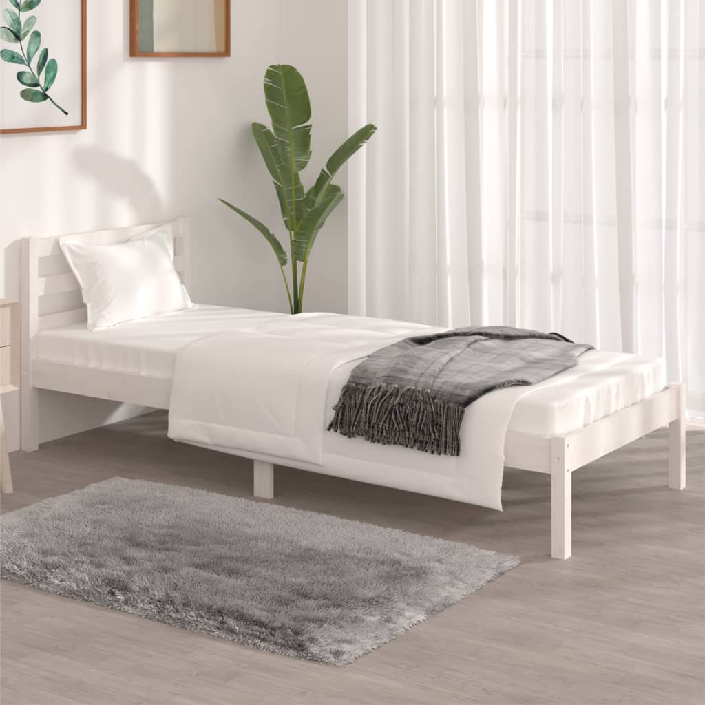 White Metal Small Single Bed Frame 75x190cm – No Mattress Included