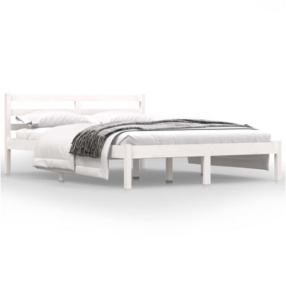 White Wooden Small Double Bed Frame 120x190cm - No Mattress Included