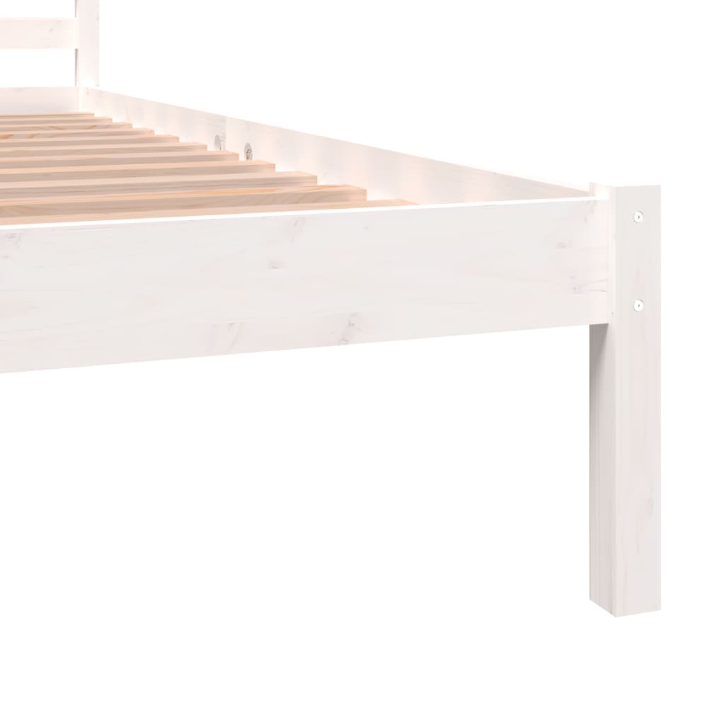 White Wooden Small Double Bed Frame 120x190cm - No Mattress Included