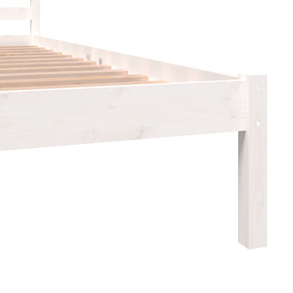 White Wooden Small Double Bed Frame 120x190cm - No Mattress Included